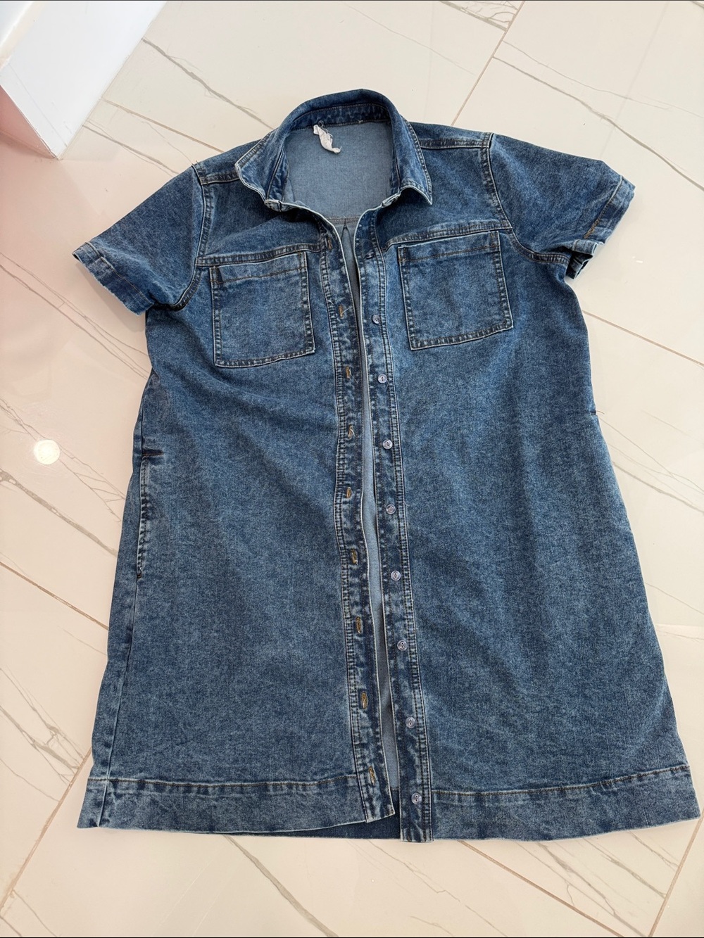 Jane and Delancey Indigo Short-Sleeve Denim Midi Dress
